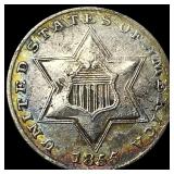 1855 Silver Three-Cent Piece NEARLY  UNCIRCULATED