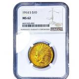 1914-S $10 Gold Eagle NGC MS62