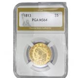 1813 $5 Gold Half Eagle PGA MS64