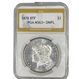 1878 8TF Morgan Silver Dollar PGA MS63+ DMPL