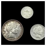 [3] 1852-1905 U.S. Silver Coin Lot 3C, 10C, & 25C