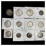 [12] 1835-1942 U.S. Coin Lot 2C, 5C, 25C, & 50C