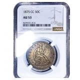 1875-CC Seated Liberty Half Dollar NGC AU53