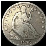 1876-S Silver Seated Liberty Half Dollar  UNCIRCU