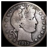 1913 Silver Barber Half Dollar NEARLY UNCIRCULATED