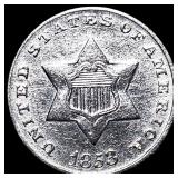 1853 Silver Three-Cent Piece CLOSELY UNCIRCULATED