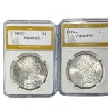 [2] 1881-S Morgan Silver Dollar PGA MS65/MS65+