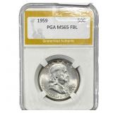 1959 Franklin Half Dollar PGA MS65 FBL
