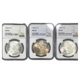[3] 1878-1880 Morgan Silver Dollar NGC MS61/MS62