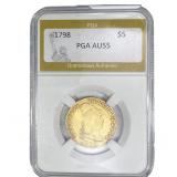 1798 $5 Gold Half Eagle PGA AU55