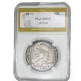 1813 Capped Bust Half Dollar PGA MS62 50C/UNI