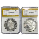 [2] 1878-1891 Morgan Silver Dollar PGA MS64/MS64+