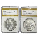 [2] 1891-1897 Morgan Silver Dollar PGA MS62/MS63