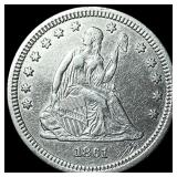 1861 Silver Seated Liberty Quarter CLOSELY  UNCIR