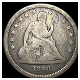 1840-O Silver Seated Liberty Quarter LIGHTLY  CIR