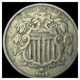 1868 Shield Nickel ABOUT UNCIRCULATED