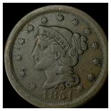 1851 Braided Hair Large Cent NEARLY  UNCIRCULATED