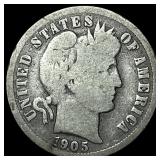 1905-O Micro O Silver Barber Dime LIGHTLY  CIRCUL