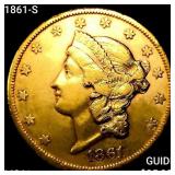 1861-S $20 Gold Double Eagle UNCIRCULATED