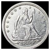 1854 Arrows Seated Liberty Quarter CLOSELY  UNCIR