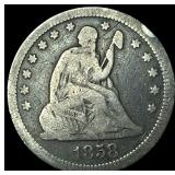 1858 Silver Seated Liberty Quarter LIGHTLY  CIRCU