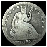 1853 Arrows/Rays Seated Liberty Half Dollar  LIGH