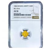 1864 Round California Gold Half Dollar NGC AU58 BG