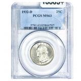 1932-D Washington Silver Quarter PCGS MS63