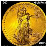 1907 High Relief $20 Gold Double Eagle UNCIRCULATE