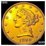 1890 $5 Gold Half Eagle UNCIRCULATED
