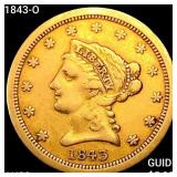 1843-O $2.50 Gold Quarter Eagle CHOICE AU