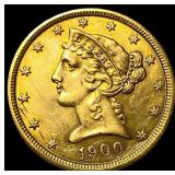 1900 $5 Gold Half Eagle