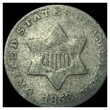 1853 Silver Three-Cent Piece LIGHTLY  CIRCULATED
