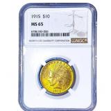 1915 $10 Gold Eagle NGC MS65