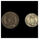[2] 1821-1832 U.S. Coin Lot 1/2C & 10C