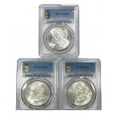 [3] 1887-1902 Morgan Silver Dollar PCGS MS62/MS63