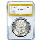 1885-CC Morgan Silver Dollar PGA MS64