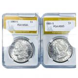 [2] 1880-S/1881-S Morgan Silver Dollar PGA MS65