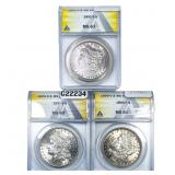 [3] 1890-1891 Morgan Silver Dollar ANNCS MS61/MS62