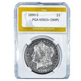 1890-S Morgan Silver Dollar PGA MS63+ DMPL