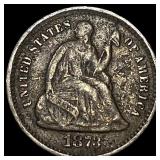 1873 Seated Liberty Silver Dime LIGHTLY  CIRCULAT