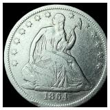 1864-S Silver Seated Liberty Half Dollar  NEARLY