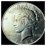1934 Silver Peace Dollar CLOSELY UNCIRCULATED