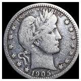 1905-S Silver Barber Quarter ABOUT UNCIRCULATED