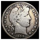 1908-D Silver Barber Half Dollar NEARLY UNCIRCULAT