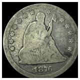 1876-CC Silver Seated Liberty Quarter LIGHTLY  CI