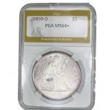 1859-O Seated Liberty Dollar PGA MS64+