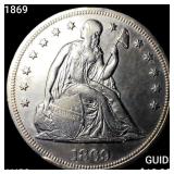 1869 Seated Liberty Dollar CHOICE AU