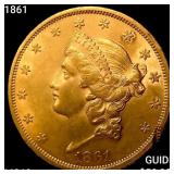 1861 $20 Gold Double Eagle CHOICE BU