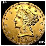 1854 $5 Gold Half Eagle UNCIRCULATED